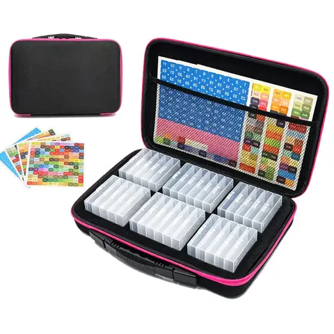32/64-Grid Square Diamond Painting Storage Bag with Stickers, DIY Tool Accessories Organizer, Multiple Colors Available