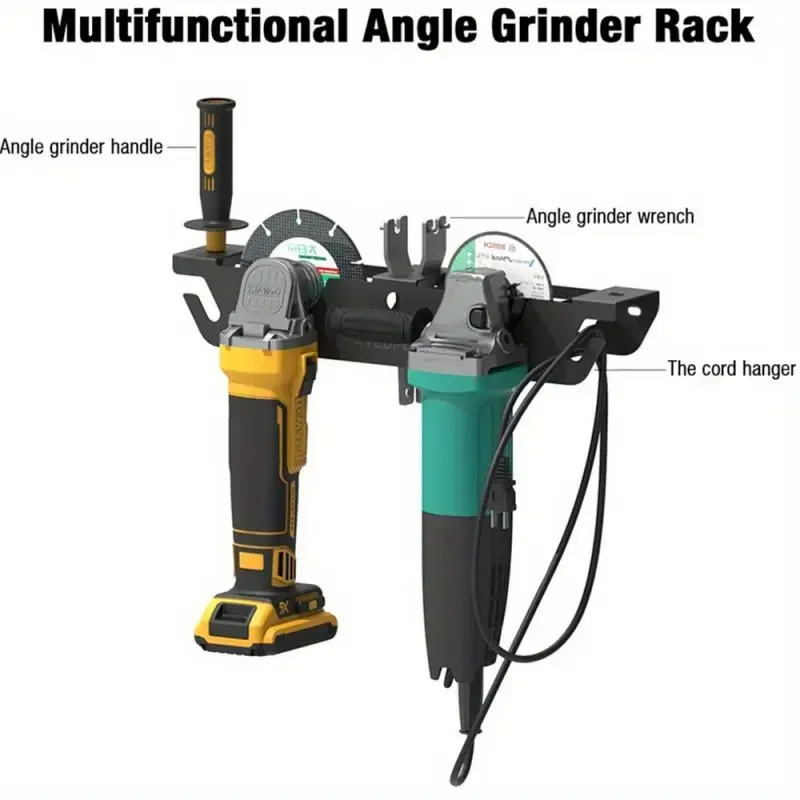 Wall-Mounted Metal Organizer for Grinder, Power Tool Organizer, Sturdy Garage Storage Solution with Multiple Hanging Options, Drill Rack Angle Grinder Stand, Workshop Storage, Garage Storage Rack, Storage Rack