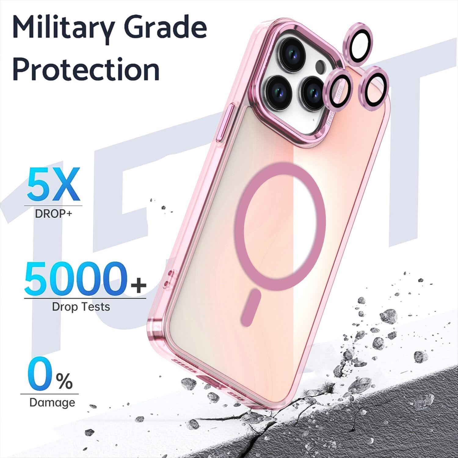 Oceantree For iPhone 17 16 15 14 13 Pro Max Gradient Laser Case Magnetic Camera Stand Cover Translucent Matte Case  Mag Safe with Camera Lens Glass Protective Cover Aluminium Protection Shockproof Wireless Colorful Protector #MothersDayGift#SummerVibes
