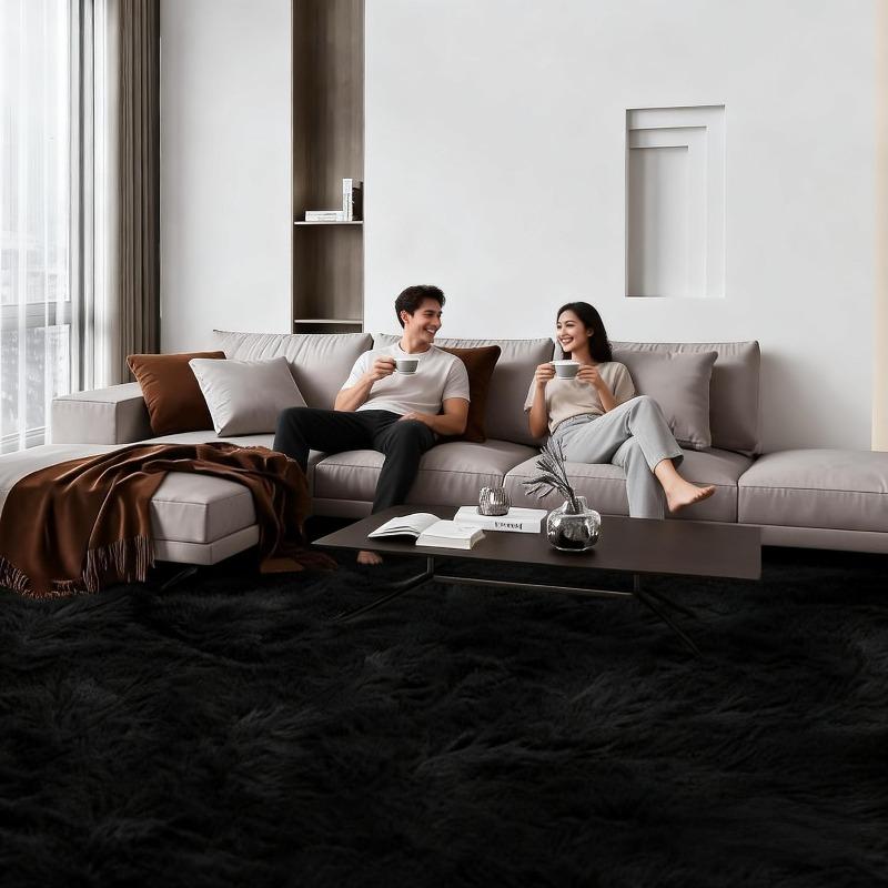 Non slip 10x14 ft super soft fluffy bedroom rug modern plush living room area rug in blacklight gray dark gray Thanksgiving home gift Non slip 10x14 ft super soft fluffy bedroom rug modern plush living room area rug in blacklight gray dark gray Thanksgiving home gift