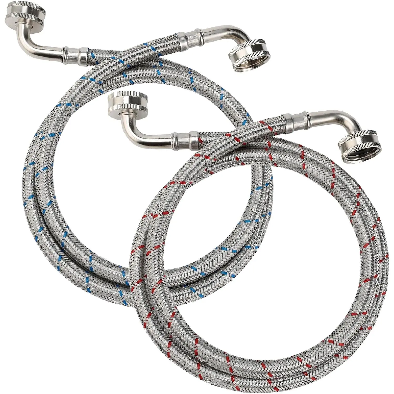 4FT Washing Machine Hoses,Burst Proof Water  Line with Double 90  Elbows,Washer  Lines to  Wash Machines