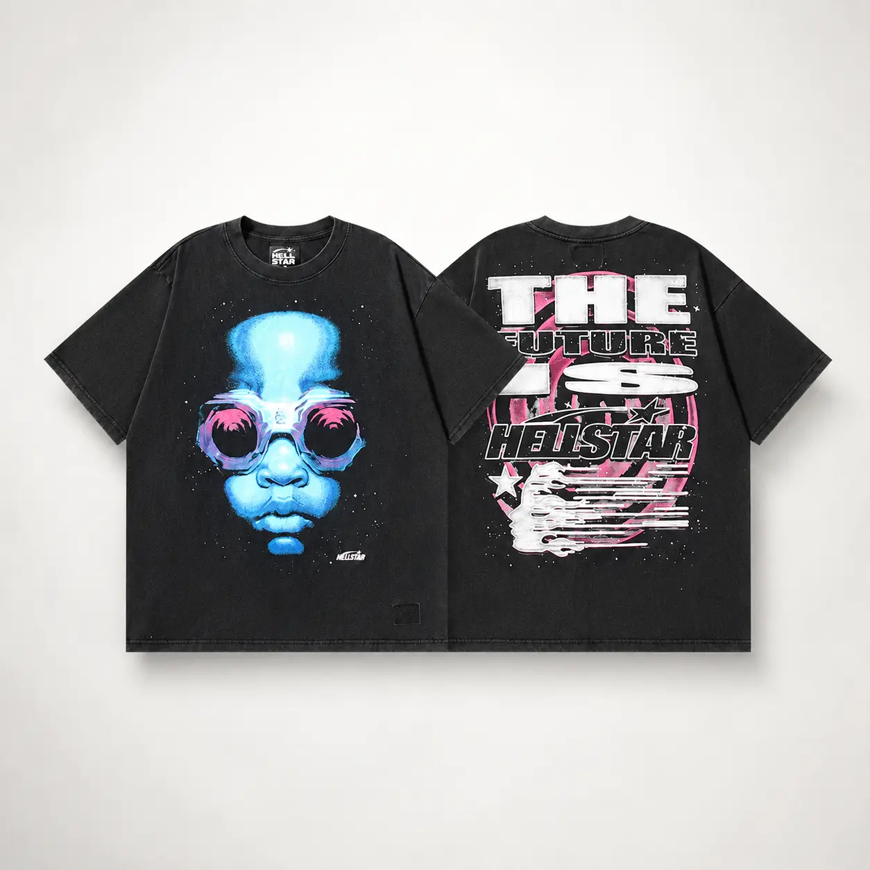 Hellstar Y2K Graphic T-Shirt, 100% Heavyweight Cotton Oversized Streetwear Tee, Vintage Washed Short Sleeve Shirt, Retro Hip Hop Style Casual Top, Unisex Fashion Clothing for Men Women