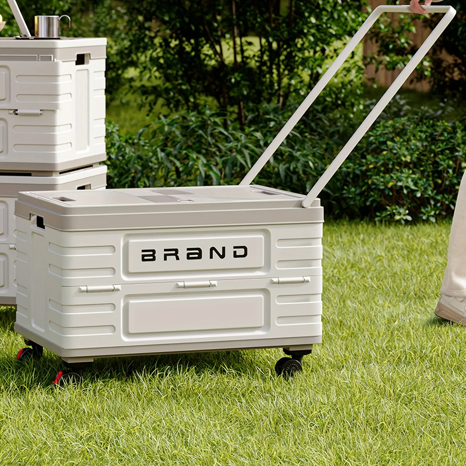 Rolling Crate Cart Collapsible Rolling Crate With Wooden Lid Foldable Crate Carts With Wheels Foldable With 13.21gal Capacity For Picnic Sundries Shopping Office Teacher Rolling Carts With Wheels