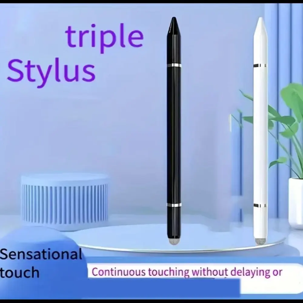 Three-In-One Touchscreen Stylus Pen for Outdoor Sketching, Compatible with iPhone, iPad, Huawei, Xiaomi, Universal Capacitive Pen