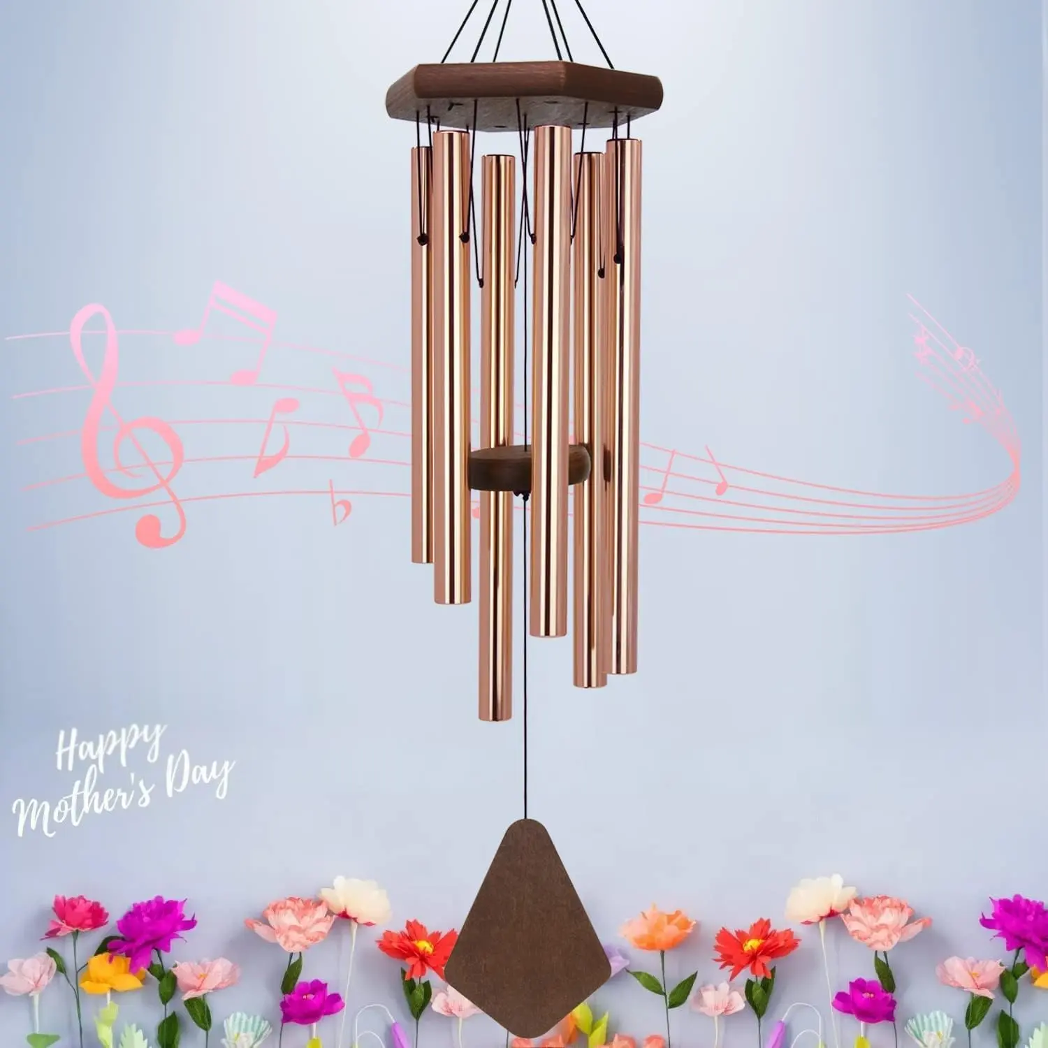 Memorial Wind Chimes  Outside, Wind Chime Outdoor Deep Tone, Sympathy Wind-Chime Personalized with 6 Tuned Tubes, Elegant Chime  Garden Patio Balcony