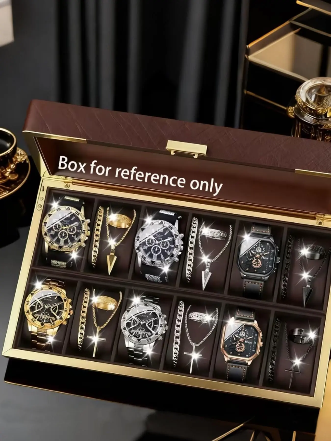 24pcs Men's Analogue Quartz Watch Set, Round Square Faces, Business Sport Style, Ideal Gift, Fashion Campus Accessory, Classic Design, Daily Wear, Analog Quartz Watches