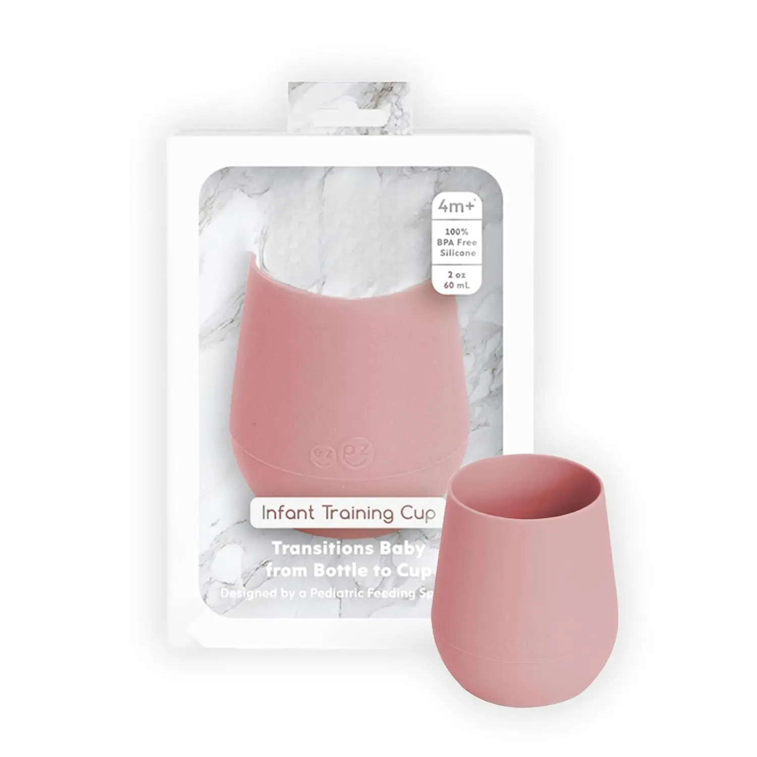 100% Silicone Tiny Training Cup (Blush Pink, Infant Size) - 4 Months+ Infants - Pediatric Safe, Simple Shape - Designed by Pediatric Feeding Specialist - Baby-Led Weaning Essential, Baby Gift Dinnerware Utensil