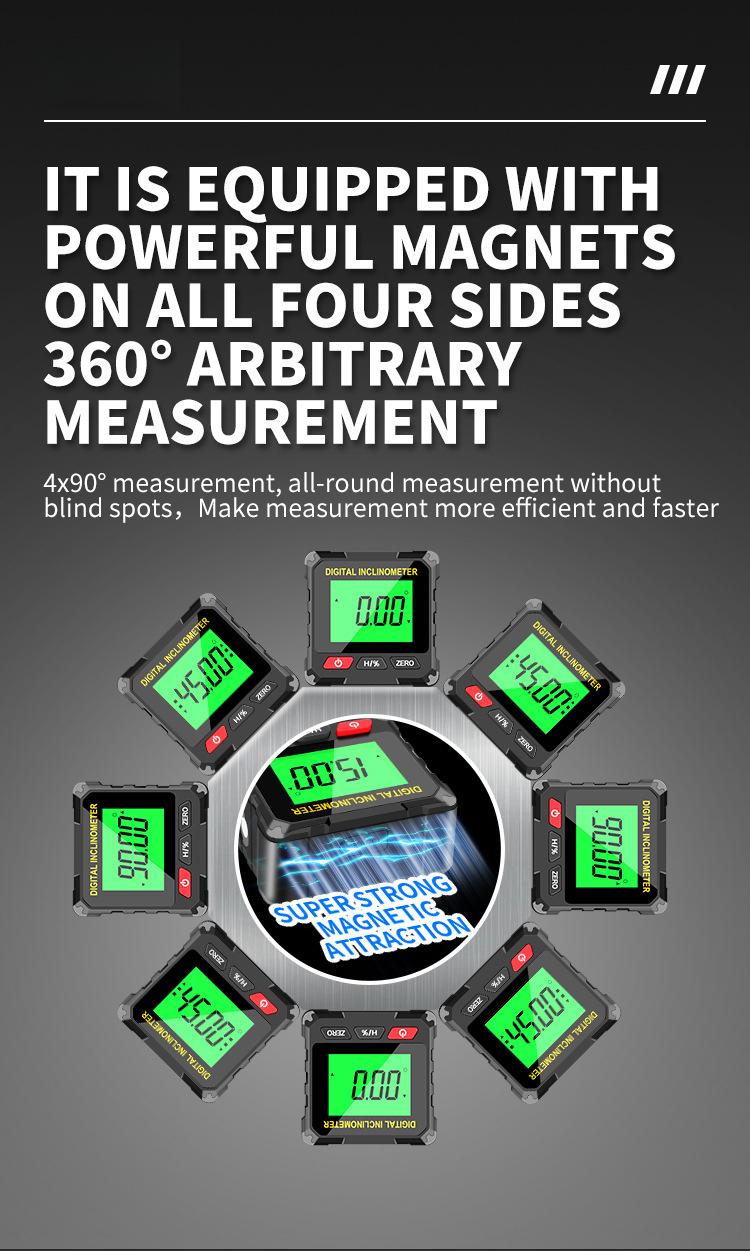 Measurable Four-Side Strong Magnetic Level Slope Straight Line Laser Goniometer Multifunctional Digital Display Inclinometer Multifunctional Stud and Wire Finder electronic laser Self-Leveling Rechargeable