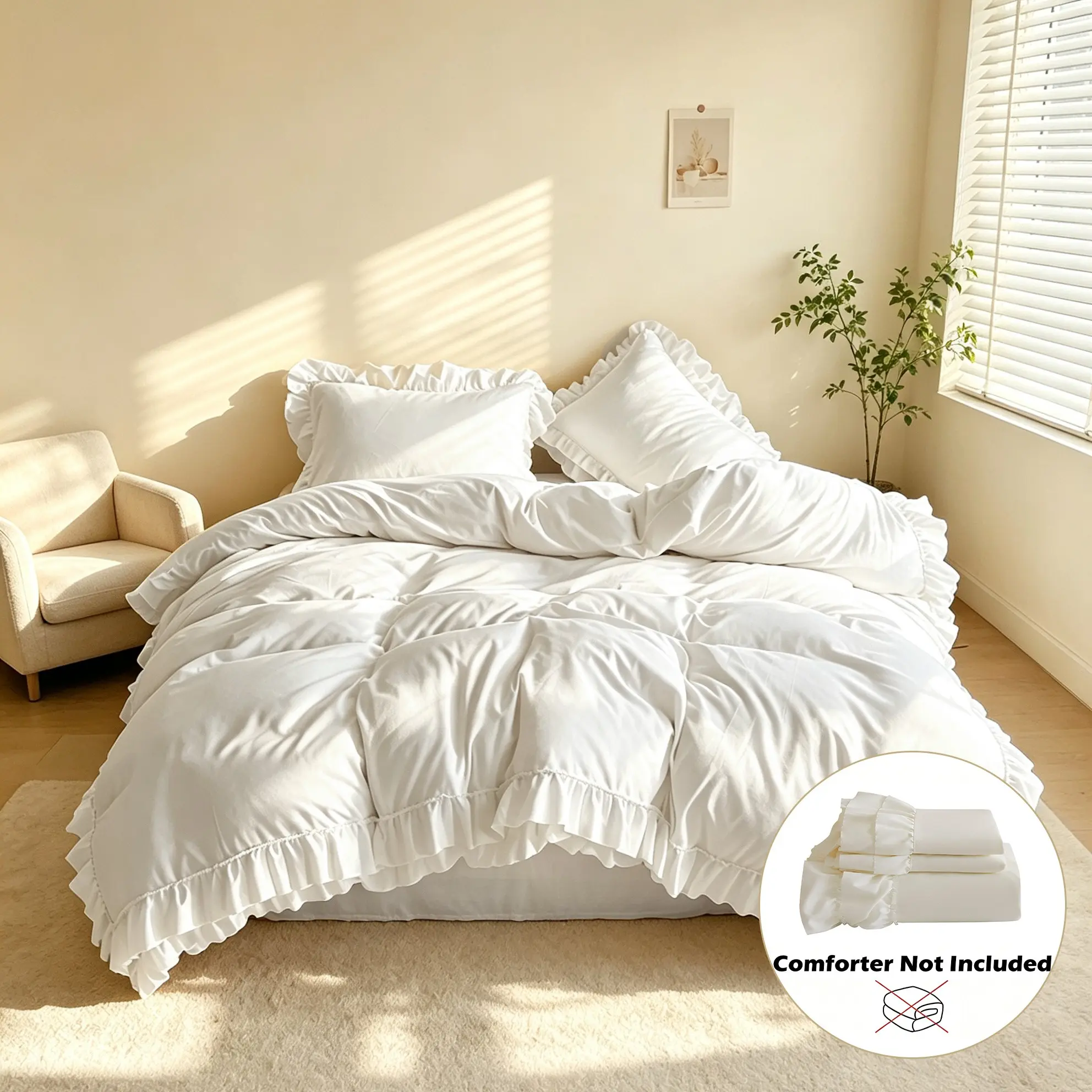 French Romantic Two-Layer Ruffle Bedspread Set, Includes 1 Bedspread and 1-2 Pillowcases, Princess Style Home Decor, Perfect Birthday Gift