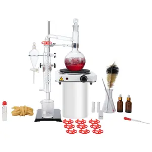 【DealsForYouDays】VEVOR Essential Oil Distillation Kit, 500ml Distillation Apparatus, 3.3 Boro Lab Glassware Distillation Kit with 1000W Heating Plate and 24, 40 Joint, 33 pcs Set