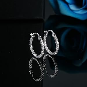 FINREZIO 1 Pair Post Hoop Earrings Hoops Cubic Zirconia Hoop Earrings for Women Hypoallergenic Earrings Jewelry