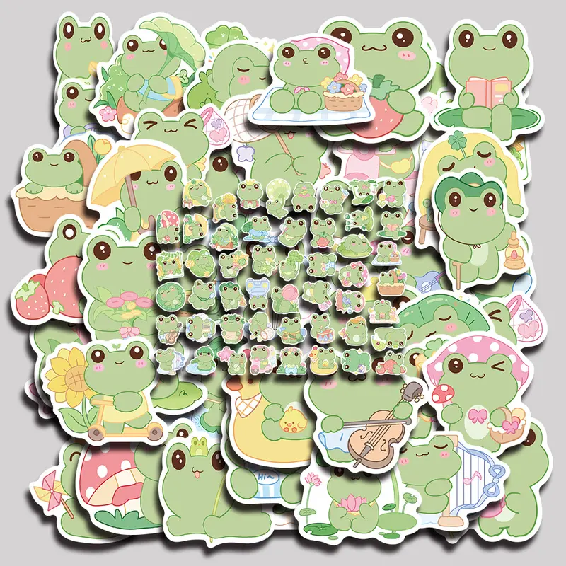 50PCS Energetic Frog Aesthetic Vinyl Stickers Pack for Laptop Water Bottle Phone Case Skateboard Journal Scrapbook DIY Decoration