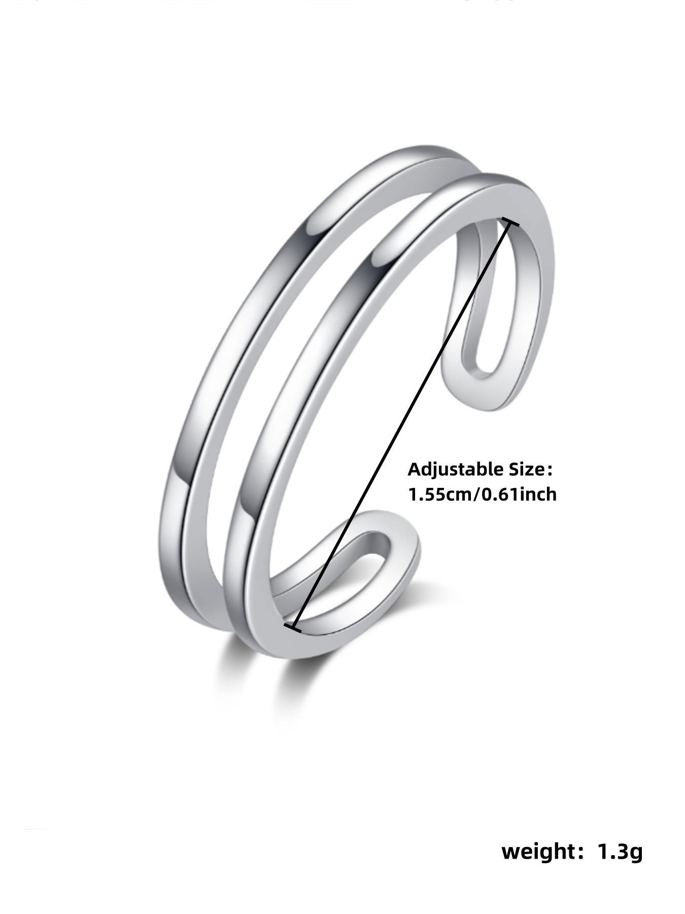 S925 Sterling Silver Hollow Out Double Layer Cuff Ring, Fashionable Toe Ring for Women & Girls, Trendy All-match & Exquisite Jewelry for Birthday Gift