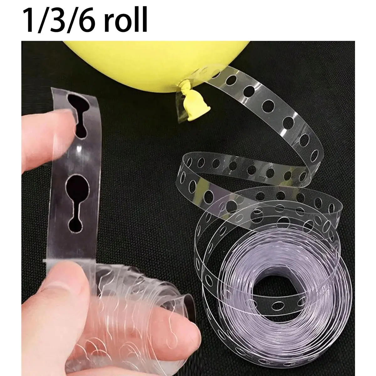 1/3/6 Rolls 10m Plastic Balloon Chain Clips, Dual Hole Arch Ribbon, Balloon Decoration Roll, DIY Durable Balloon Accessories for Parties