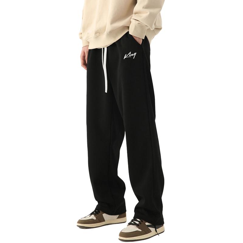 3PCS Men's sports casual pants, fashionable casual loose elastic waistband sports pants, men's clothing, trousers, black and gray men's clothing, trousers letter printing design sports pants, running fitness pants all year round, 95% polyester 5% spandex.