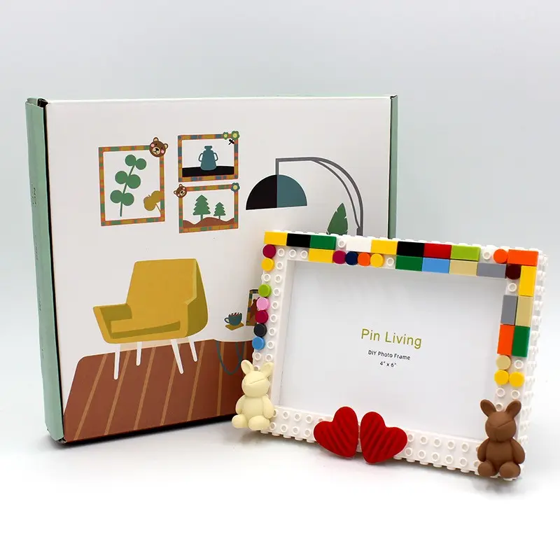 1 Set Creative Morse Code Building Block Design Picture Frame, Valentine's Day DIY Photo Frame Set, Desktop Display Picture Frame, Ideal for Tabletop Decor, Photo Ornaments, Keepsake Souvenir & Festival Gift for Gifting