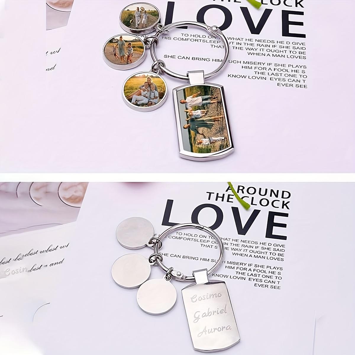 Custom Photo Keychain-4 Pictures, Personalized Keychain, Customized Picture Key Chain, Customizable Bag Charms, Keychains for Women/Mens, Decoration, Zinc Alloy, Anniversary, Birthday Gifts, Family