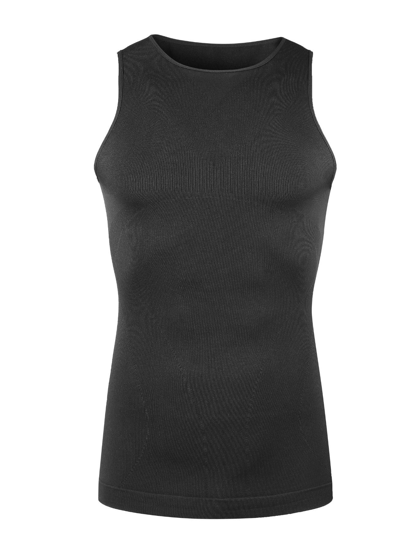 Men's Solid Seamless Shapewear Tank Top, Breathable Comfortable Shaper Vest, Tummy Control Shapewear for Men