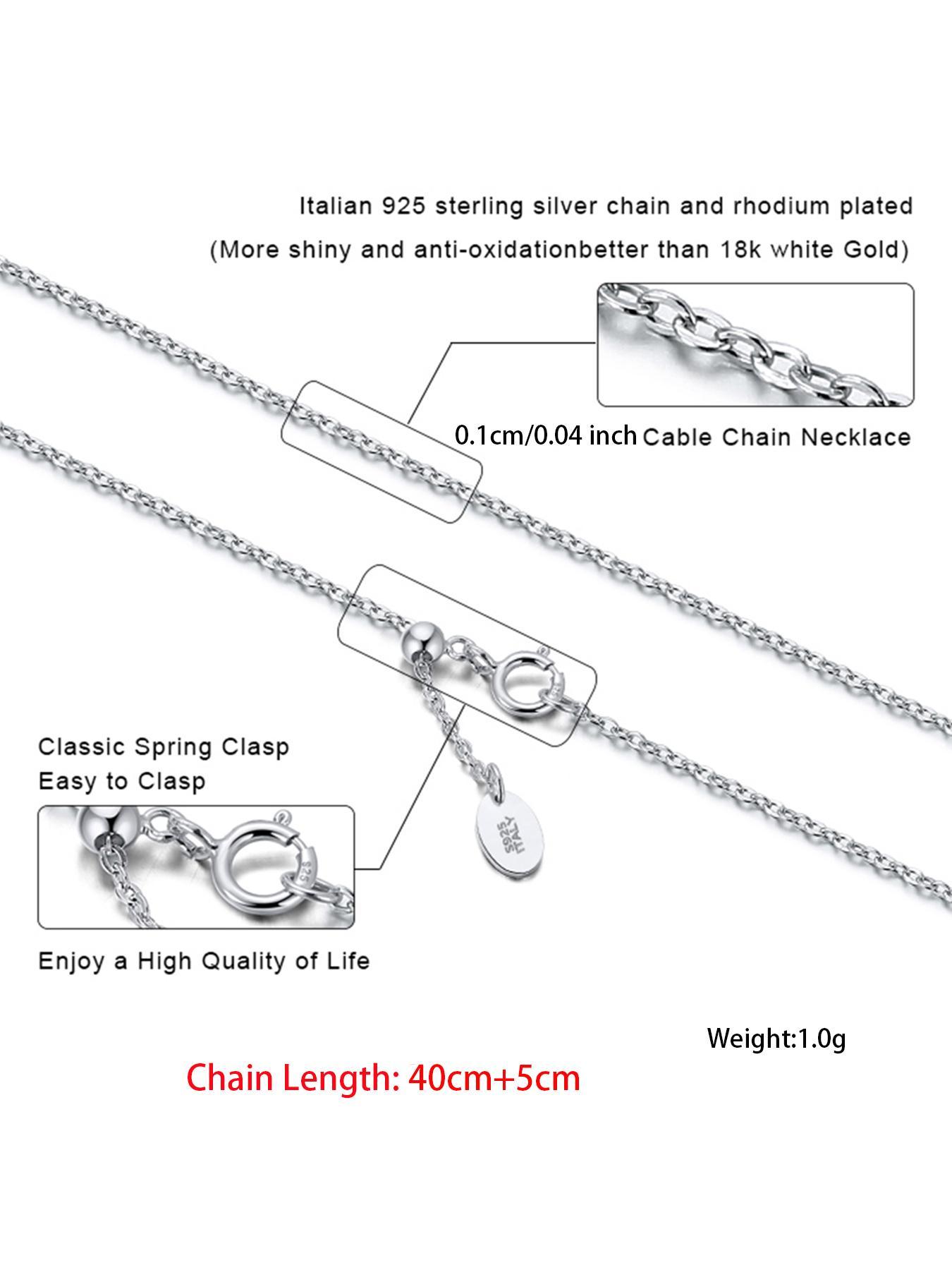 925 Sterling Silver Adjustable Cable Chain Necklace for Women, Fashion Jewelry for Party, Daily Decor, Trendy All-match & Exquisite Jewelry for Birthday Gift