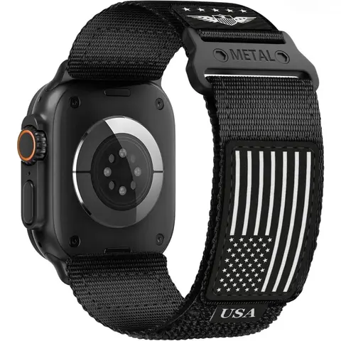 Patriotic Sweat-Resistant Smart Watch Strap, 2026 Durable Rugged Nylon with Soft Woven Stars&Stripes Design, Hook-and-Loop Closure, Compatible with iWatch Ultra 2/3, Series 11/10/9/8/7/6/5/4/3&SE, Fits 49mm/46mm/45mm/44mm/42mm, Outdoor Adults' Accessories