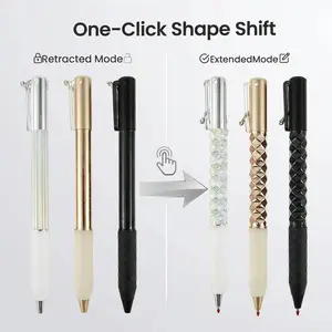 Transformable Geometric Pen Set, 3-Pack Press Button Design, Rhombus Fold Shape, Ideal for Writing, Drawing, Stress Relief, 0.5mm Ink