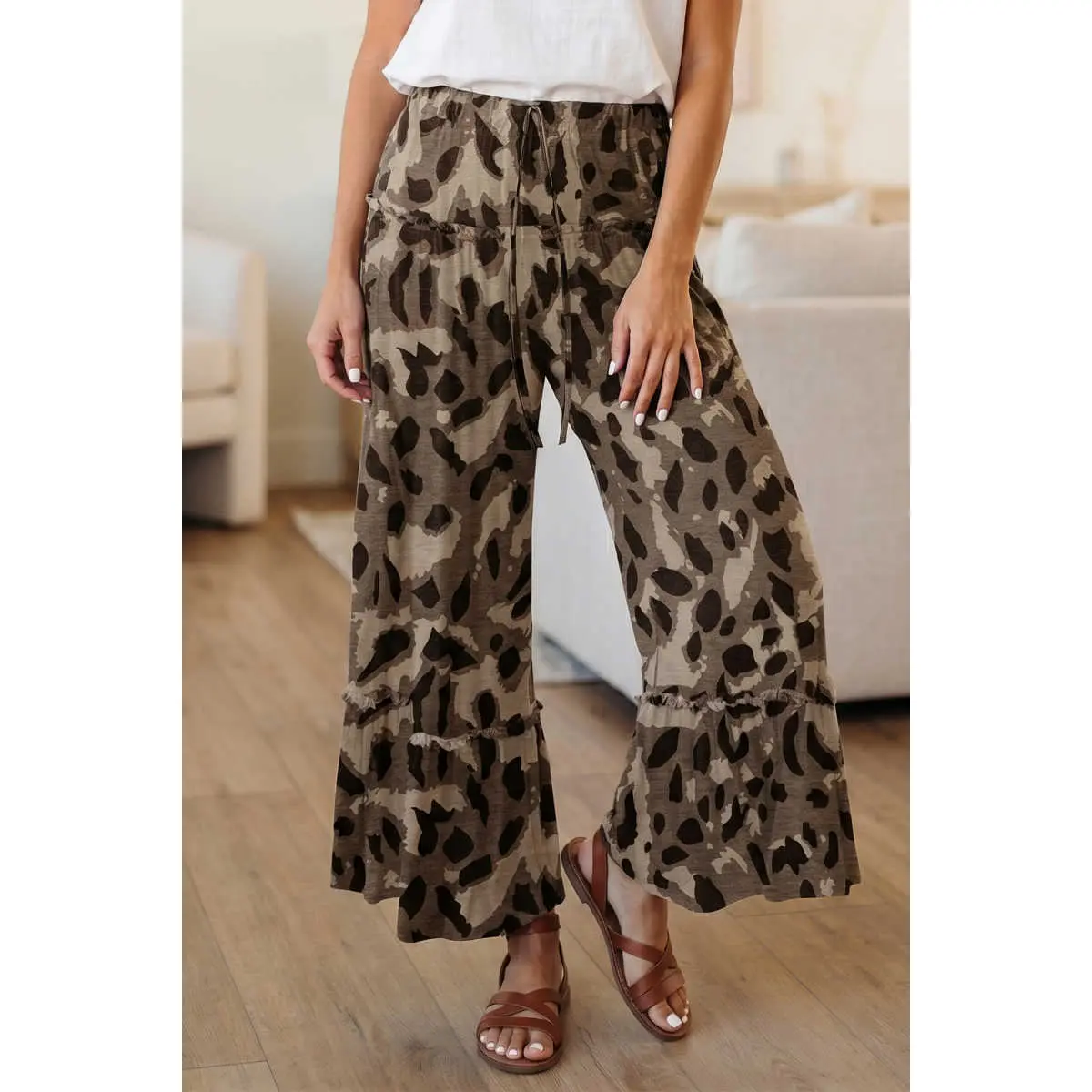 Women's Camo Print Wide Leg Pants, Casual Loose Fit Bottoms with Elastic High Waist, Soft Comfortable Fabric for Everyday Wear, Breathable, Style, Pants For Women, Camouflage Pants