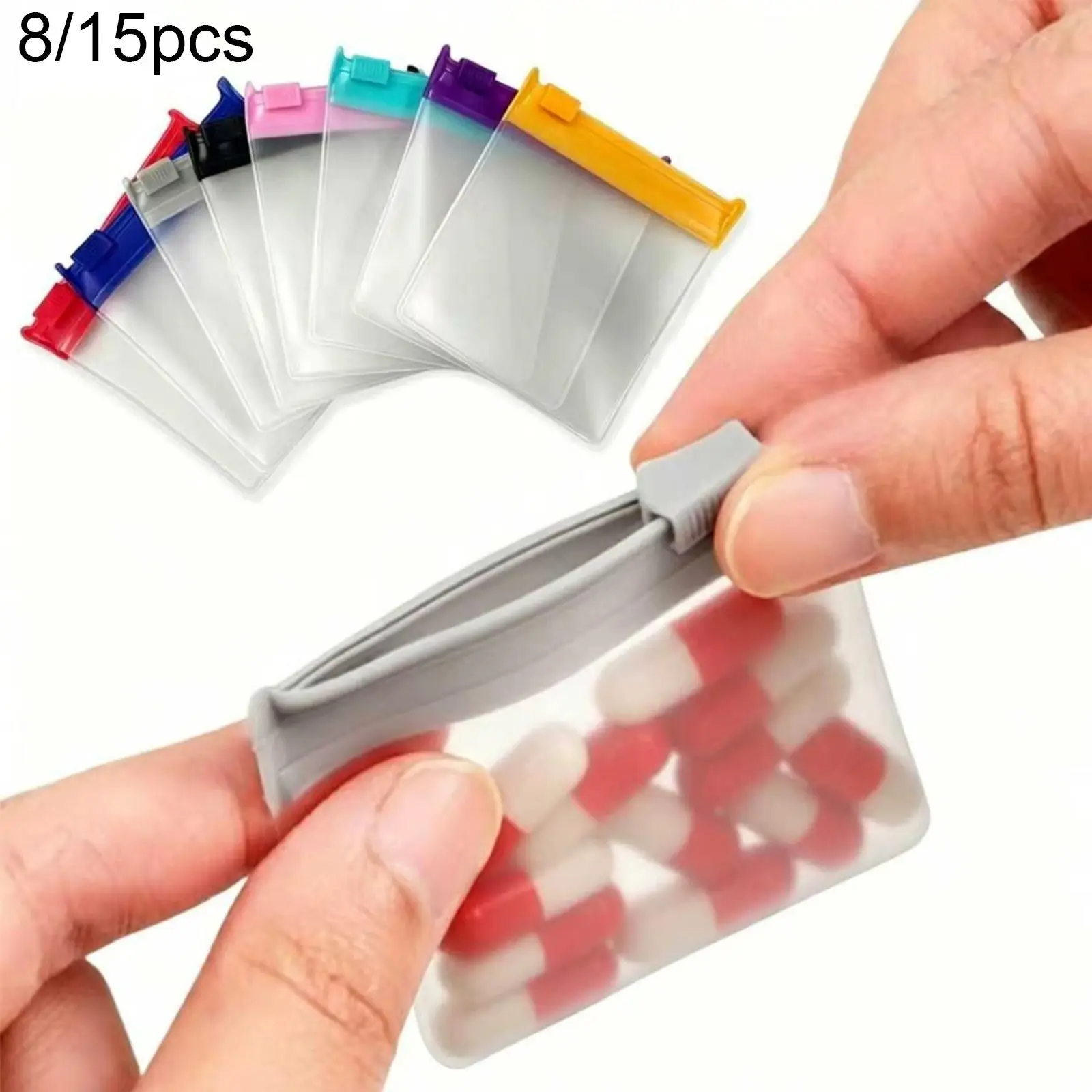 Reusable Frosted Medicine Pouches, Slide Lock, Waterproof, Small Travel Bag, Semi-Transparent, Holds Daily Essentials, 8pcs/15pcs