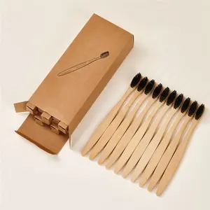 10PCS Disposable natural bamboo toothbrush featuring soft, plant-based bristles for gentle cleaning; a biodegradable, eco-friendly oral care product suitable for adults.