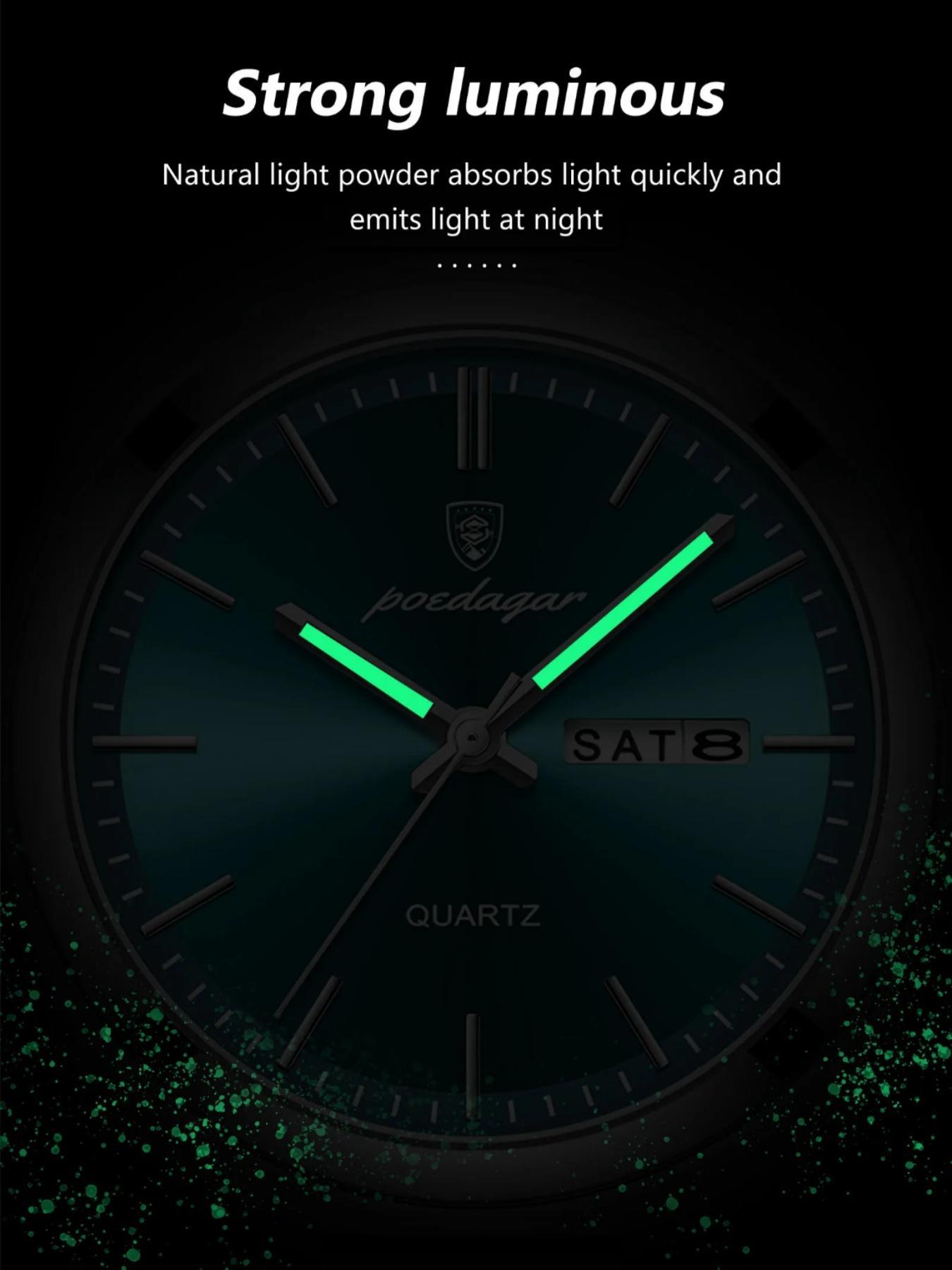 Men's Round Dial Analog Quartz Watch with Stainless Steel Strap, Business Fashion Watch, Modern Fashionable Wristwatch