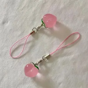 Cute Peach Mobile Phone Hanging Chain, Creative Mobile Phone Wrist Strap, Portable Cellphone Rope, Phone Chains, Phone Accessories For Decoration, Phone Charm