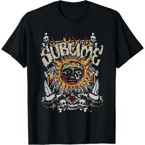 Holafish Acid Wash Vintage Sun pattern T-Shirt, Heavy Weight Cotton Streetwear graphic vintage tees Menswear Womenswear Crewneck Tshirt sassy statement tees