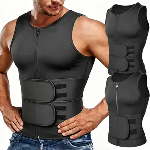 Men's Zipper Hot Sweat Sauna Vest Waist Trainer Corset Compression Body Shaper Sauna Shirt Workout Tank Top