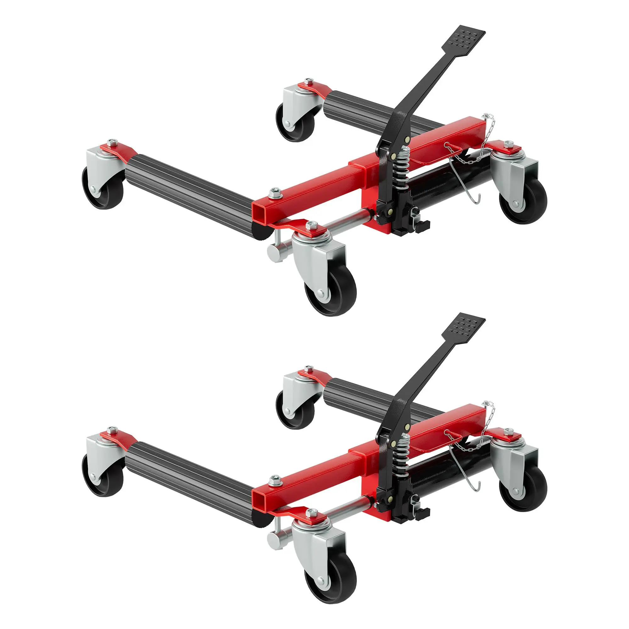 4 Pack Hydraulic Wheel Dollies, 6000LBS Heavy Duty Car Moving Dolly with 12inch Wheels & Foot Release Pump, Automotive Positioning Dolly for Garage Tire Repair