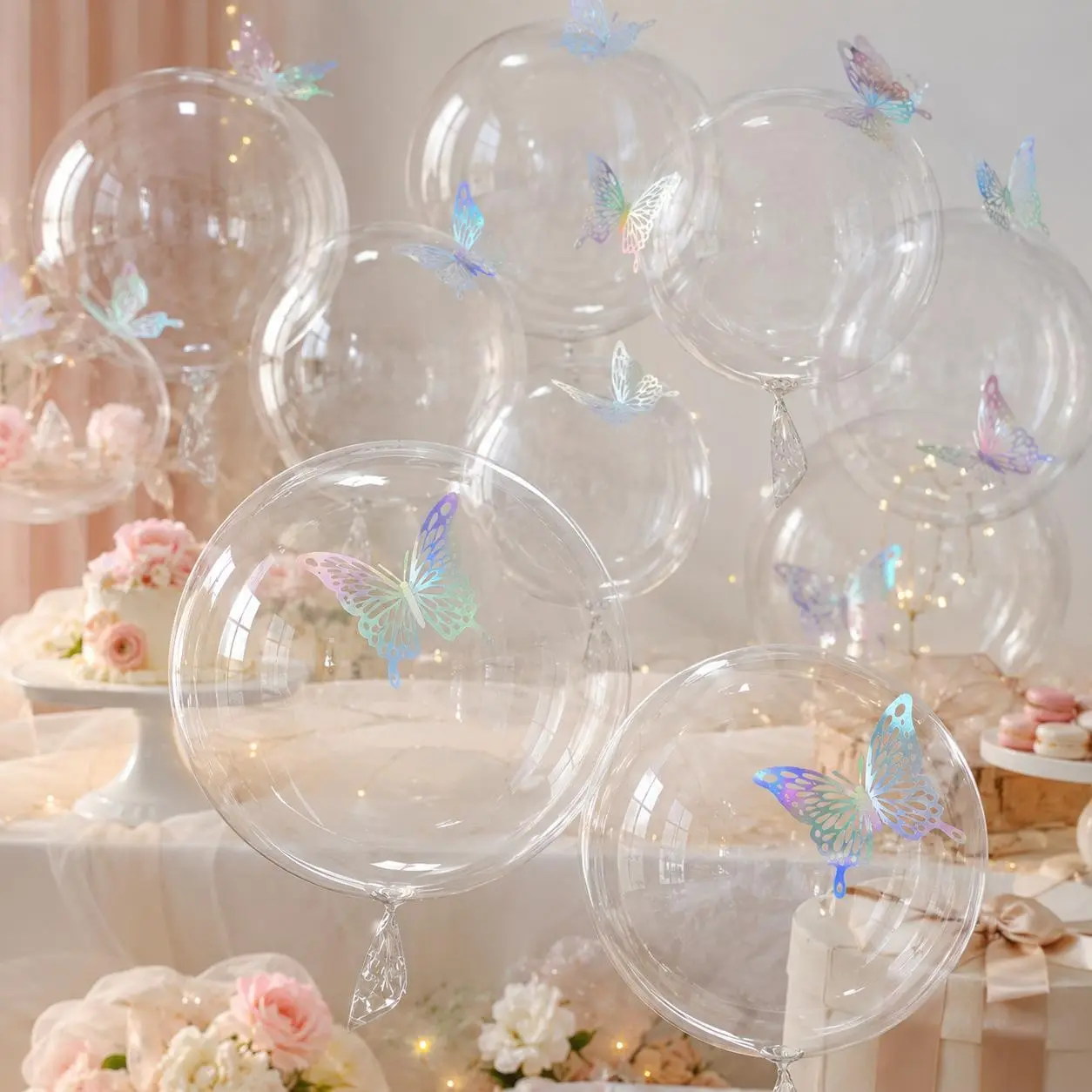 DIY Magic Transparent Butterfly Balloon Set, 20-Inch Clear Bubble Ball with Laser 3D Butterflies, Perfect for Romantic Birthdays, Weddings, Parties