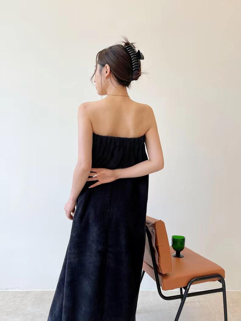Women's Wearable Bath Towel Dress, Soft Absorbent Strapless Bath Robe, Summer Spa Shower Wrap for Home