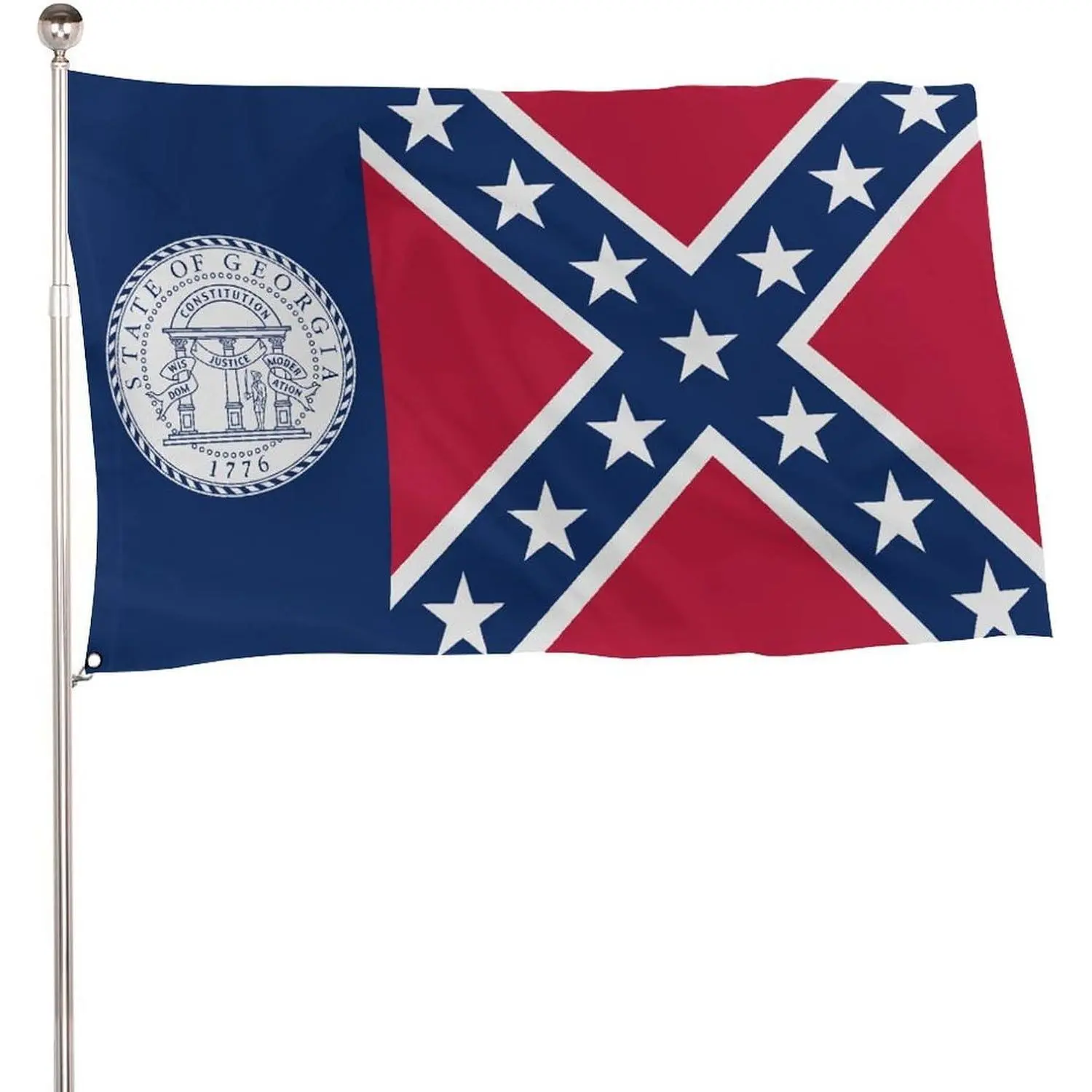 Georgia State 1956–2001 Flag Banners, 115D Polyester, 5x3 Ft, Lightweight, with 2 Metal Eyelets