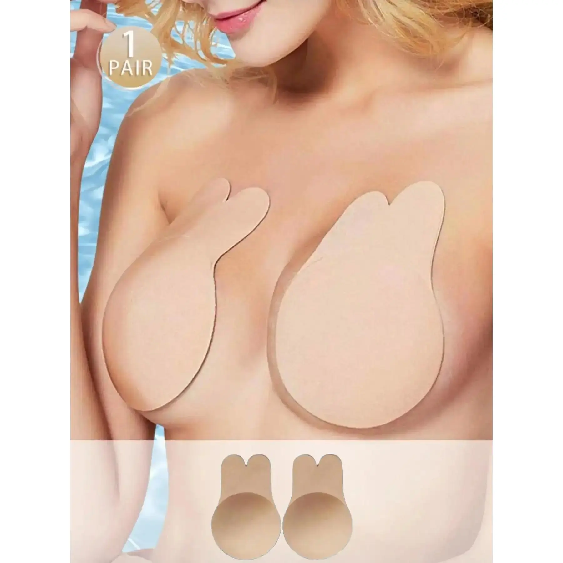 Women's Seamless TikTok Viral Bunny Shape Nipple Covers 2 Pairs Strong Bio Glue Adhesion Skin-Safe Lift Pasties