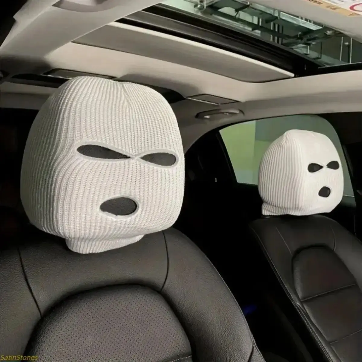 2 Pack Universal Fit Car Headrest Covers, Fun Unique Design Auto Interior Decor Accessories