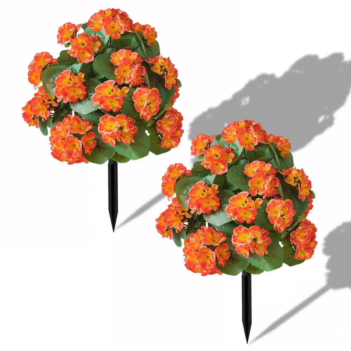 2 Pack Artificial Geranium Topiary Ball Bushes, Artificial Flower Balls, UV Resistant Faux Evergreen Shrubs, Realistic Fake Flowers for Outdoor & Indoor Decor