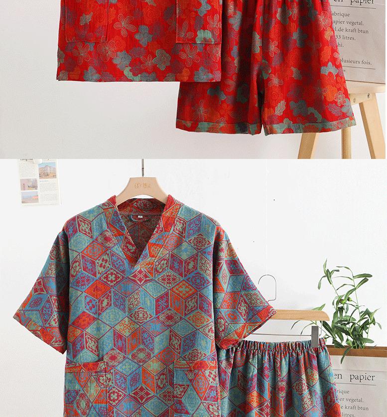 Cross-border pure cotton double-layer gauze jacquard sauna suit, massage sauna suit, couple's bathrobe, hotel bathrobe, therapy clothing wholesale