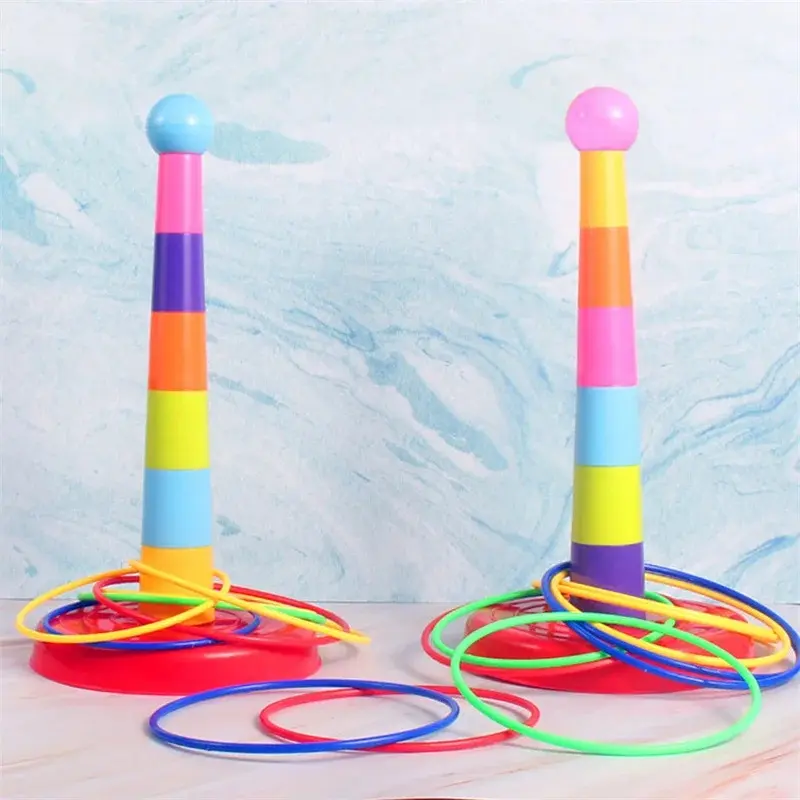 Plastic 2-in-1 Children's Stacking Rings & Cups Tower Double Game, Indoor-Outdoor Parent-Child Interactive Early Education Floor Toy Gift, Must-Have Gift, Holiday Gift Exchange, Toy Pack