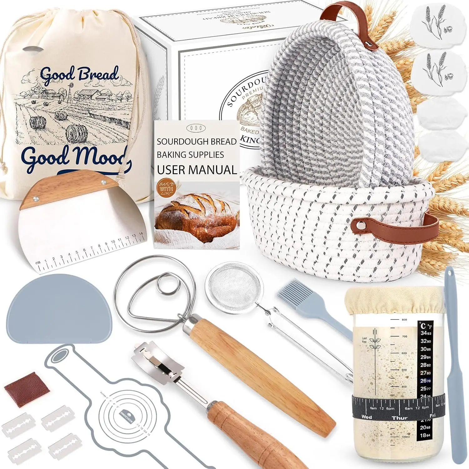 Sourdough Starter Kit, Sourdough Bread Baking Supplies, Sour Dough Starter Kits, Sourdough Tools for Modern  And Kitchen, Sour Dough Tools, Bread Making Tools Kit, Gifts for Bakers Women Wife Mom