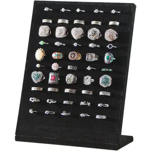 Ring Board Display Stand,Velvet Jewelry Earring Organizer Holder for Selling,Vendors Storage Tray for Multiple Rings (Black)Gift.