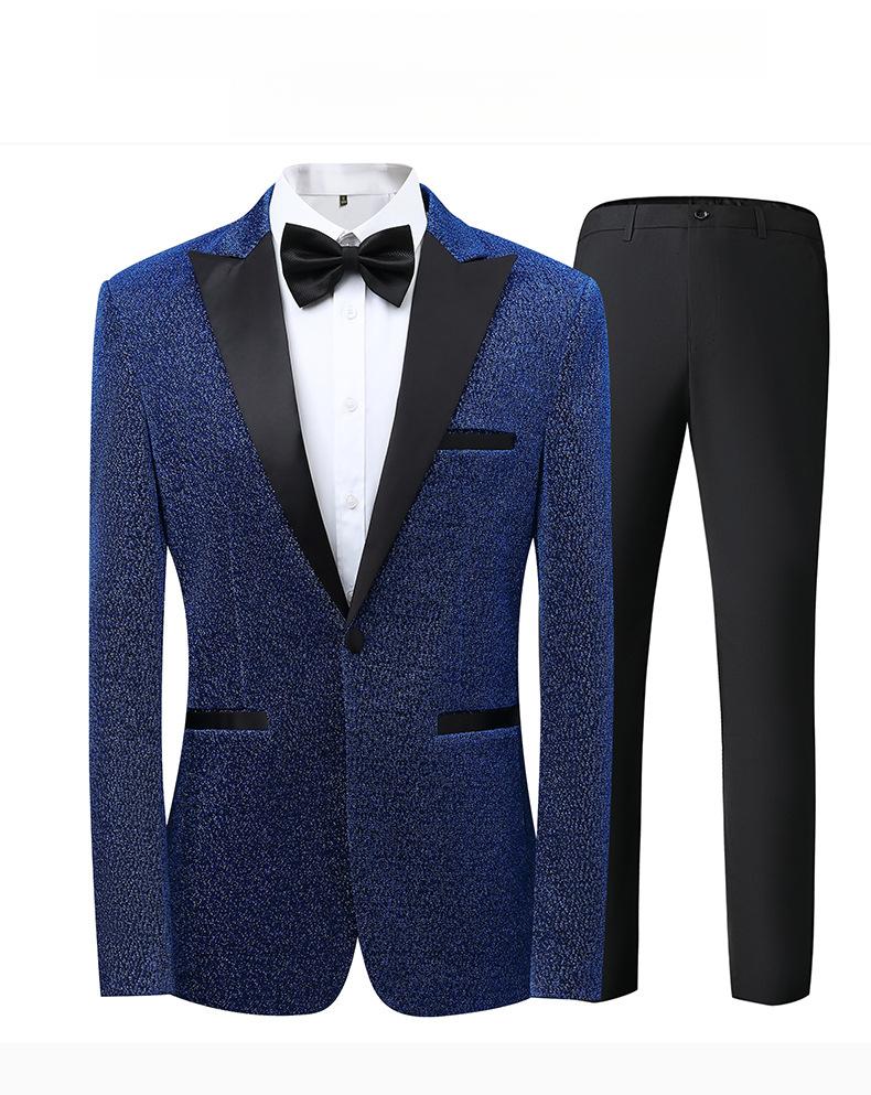 Men's Slim Fit 3-Piece Color Block Suit  Notch Lapel Light Business Groom Wedding Tuxedo, Center Vent
