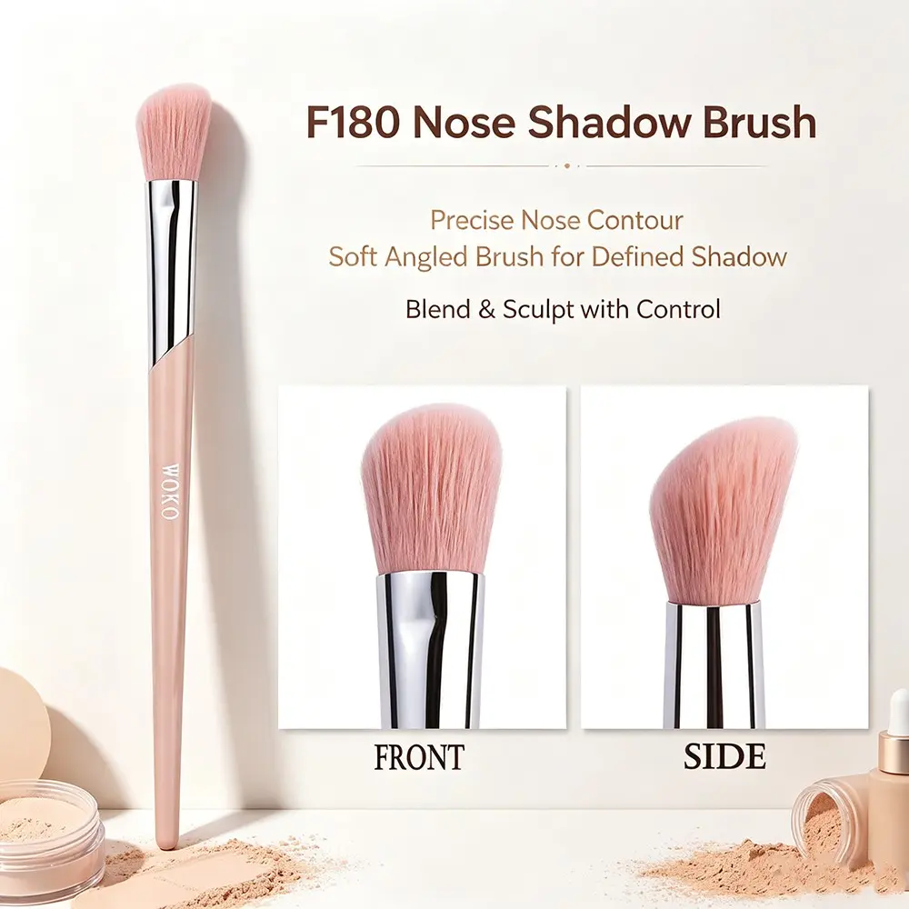 F180 Nose Shadow Brush, Finger Pulp Design, Slope Shape for Eyeshadow Crease Blending, Essential Makeup Tool for Precise Application