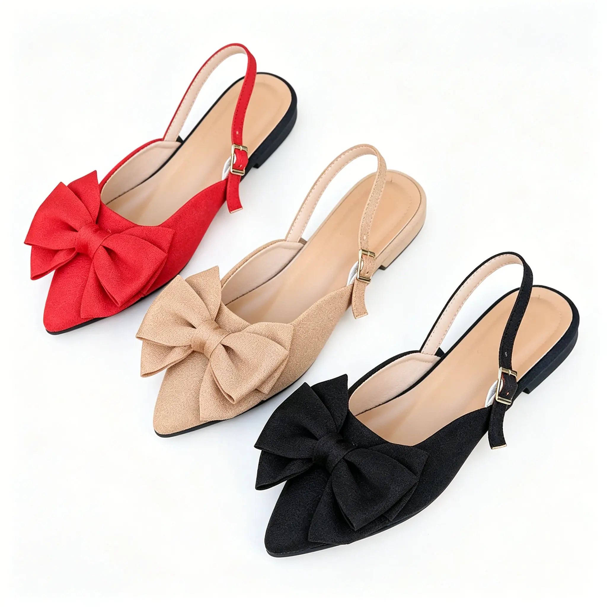 Women's Ballet Flats, Street Chic Pointed Toe Slingback Synthetic Footwear with a Breathable Memory Foam Insole and Flat Heel for Daily Commutes, Fabric Upper, All Seasons, Casual Wear, Ankle