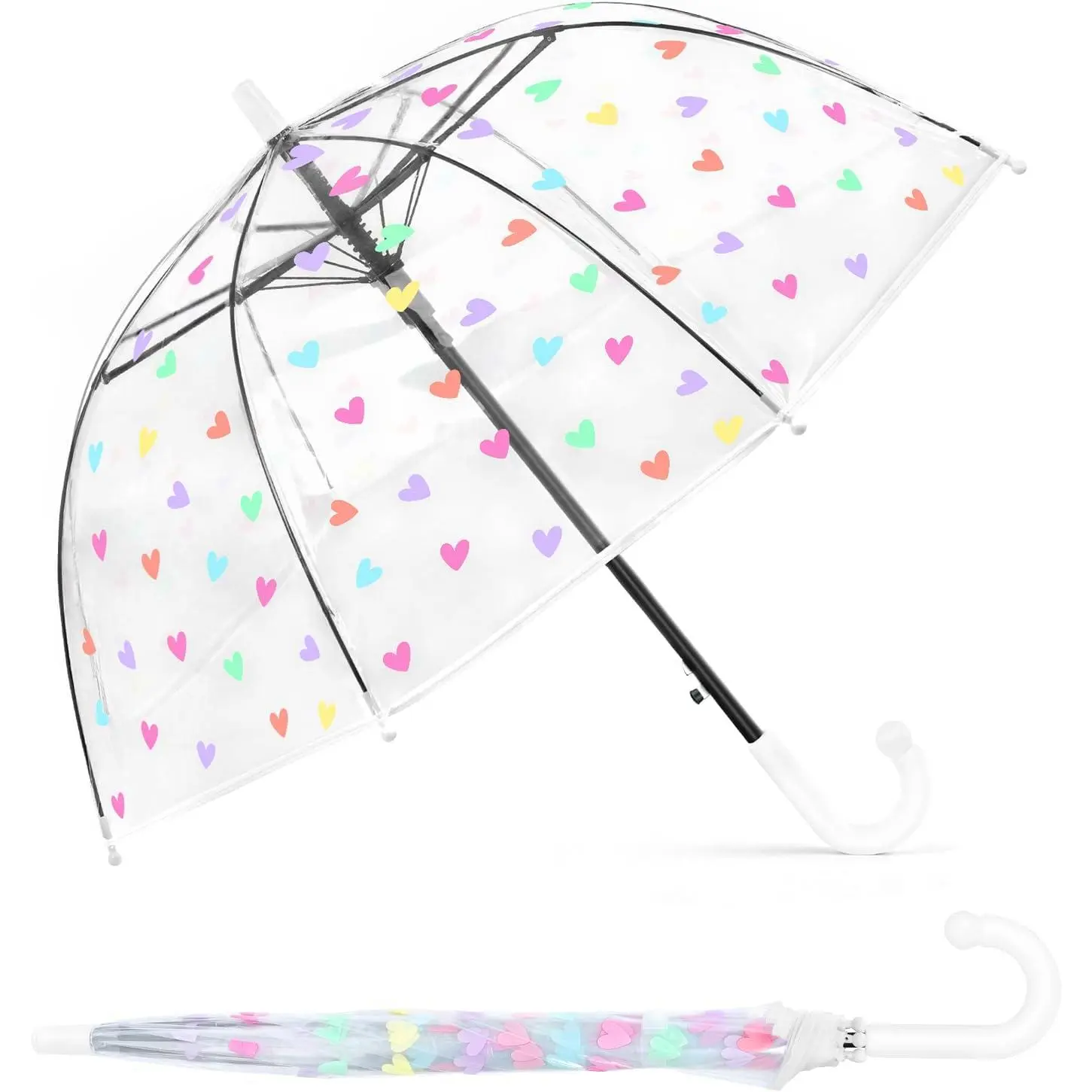 Clear Bubble Umbrella with Dome Canopy for Toddler Boys and Girls