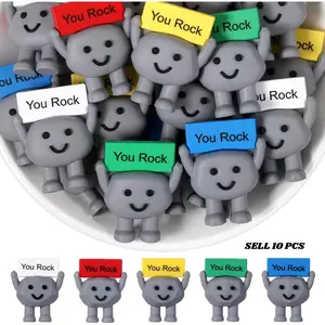 10 Pcs Mini Rubber Stone Toys Positive Mini Rock Stones Figures to Hide You Rock Gifts Decorations and Ornaments and Encouragement Birthday Motivational Gifts for Colleague Staff Teacher