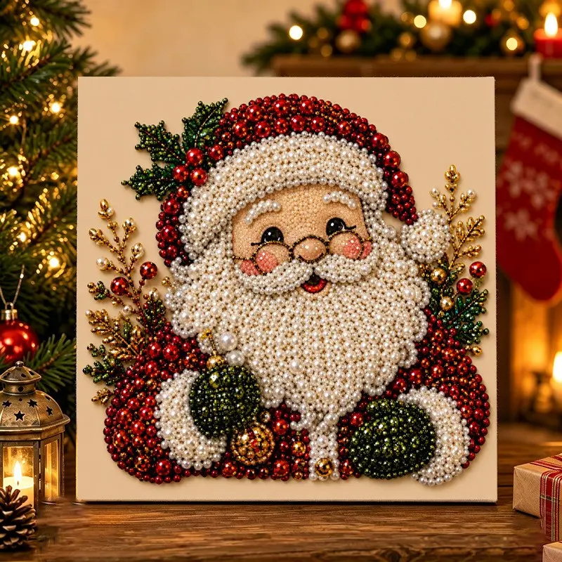 Christmas Pearl Painting DIY Kit, Handmade Diamond Art Decoration, Creative Craft Set for Holiday Gifts, Easy-To-Use Crafting Supplies
