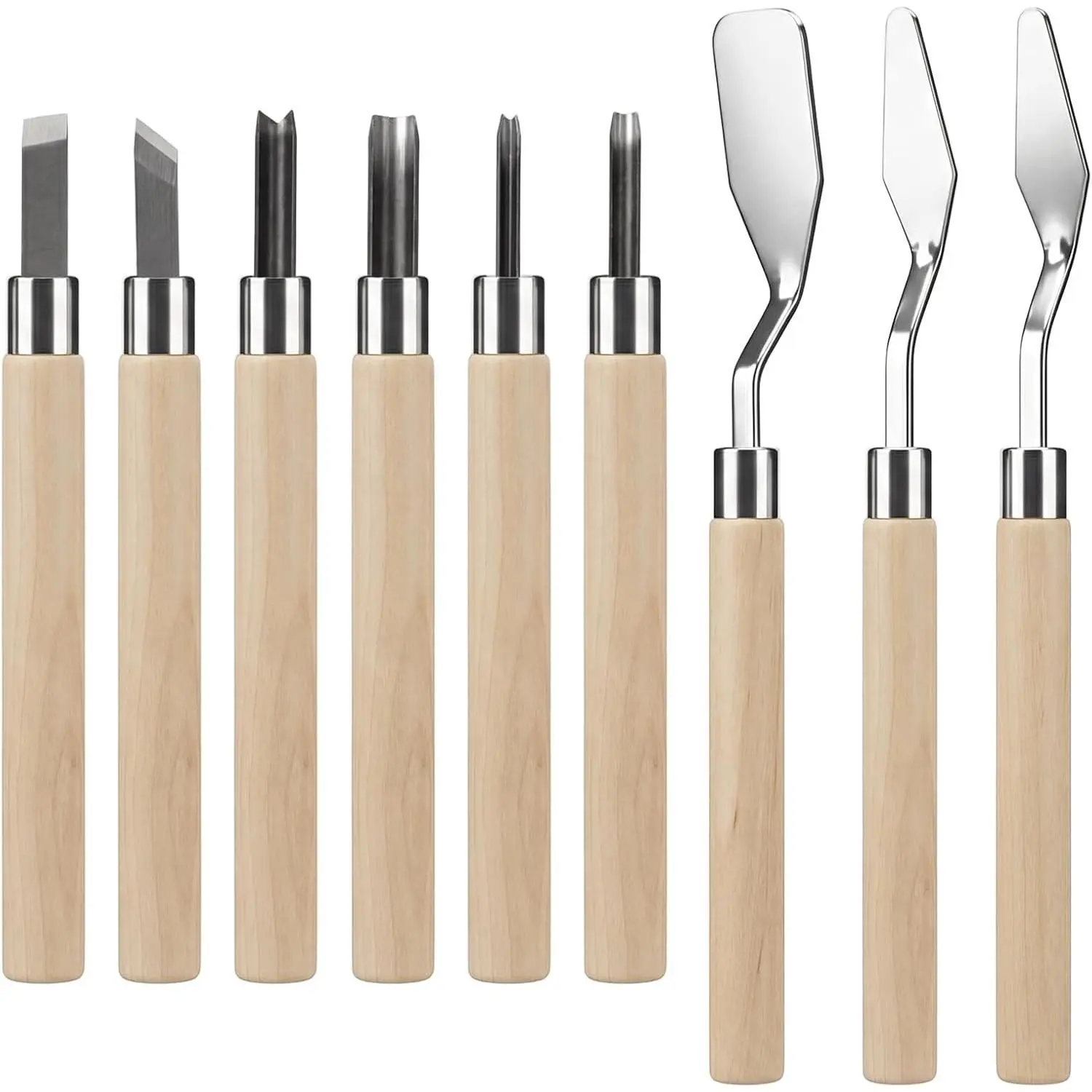 9 PCS Stamp Making Kit, Linocut Stamp Carving Kit with Linoleum Carving Blocks and 3 Scrapers, Ideal for Beginners DIY Printmaking Oil Painting Wallpaper Wood Crafts